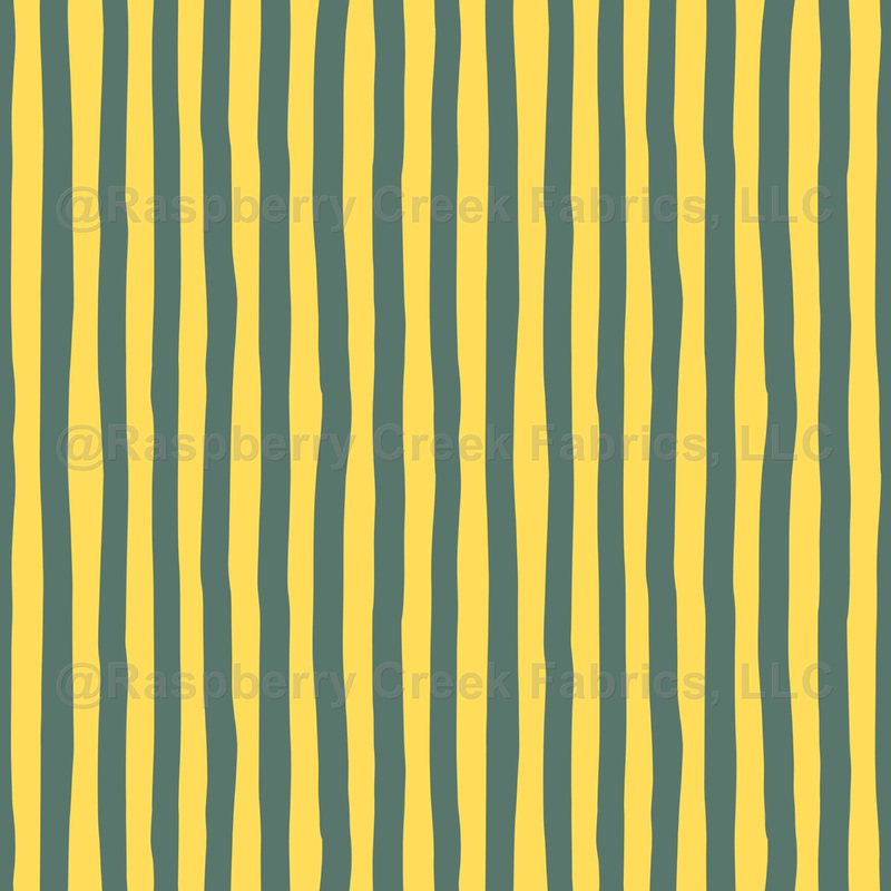 Yellow & Gray-Green Wonky Stripes