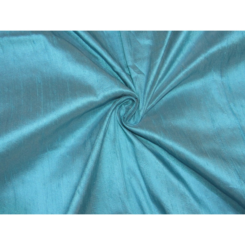 100% pure silk dupioni fabric blue 54" wide with slubs