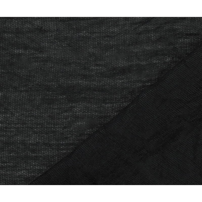 Black Cotton-Poly Vertical Stripe Sheer Woven Fabric