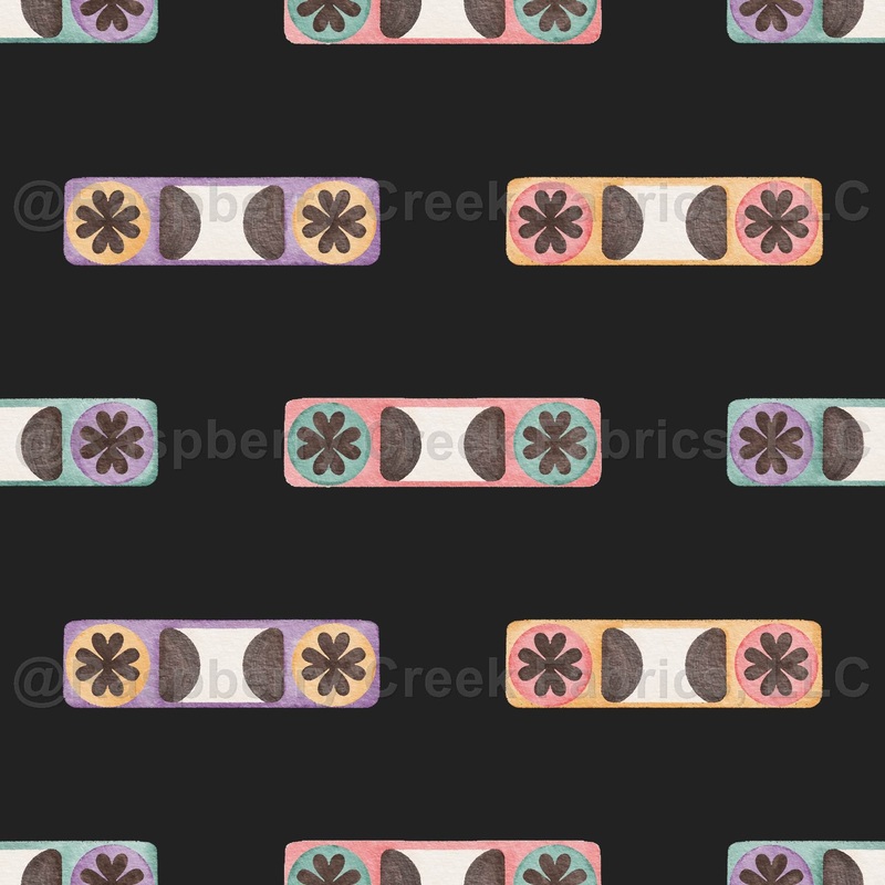 Pastel Retro Cassette Tape Windows on Black, 80s Mix Tape Collection by JuneyB Design