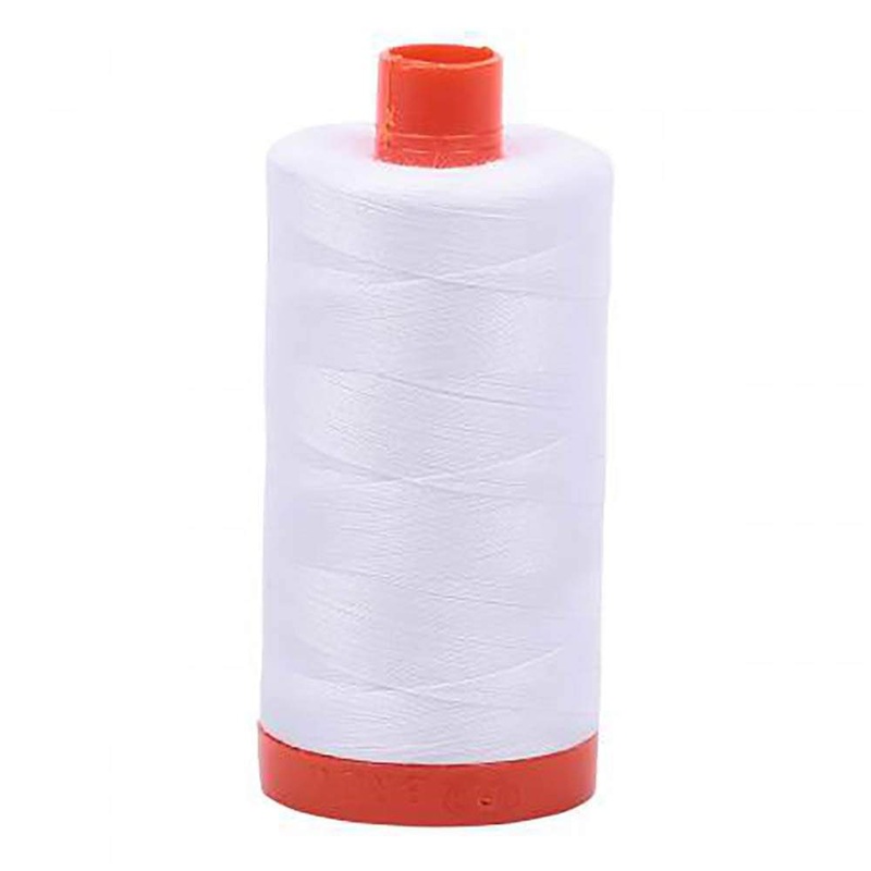 White 50wt Aurifil 100% Cotton Mako Thread Large Spool 1,422 yards