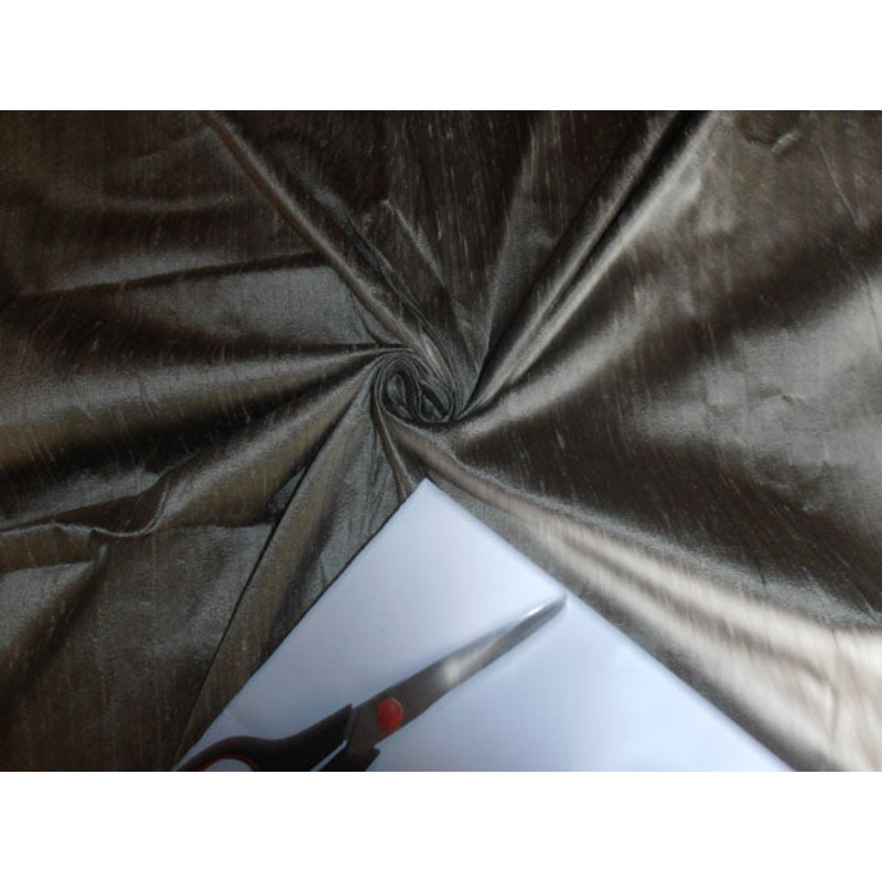 100% PURE SILK DUPIONI FABRIC DULL GOLD X BLACK colour 54" wide WITH SLUBS