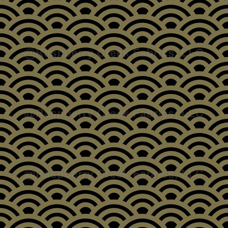 Seigaiha, Waves, Traditional Japanese Pattern, Gold and Black