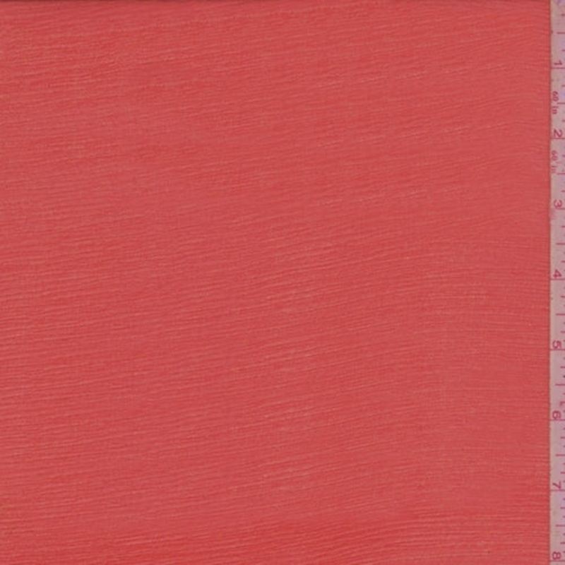 Bright Red Silk Crinkle Chiffon Fabric