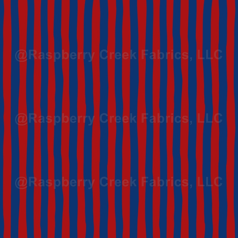 Red & Dark Blue Wonky Stripes