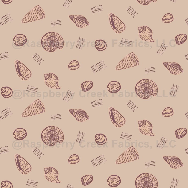 Sea Shells Summer Coastal Ink Sketch - Boho Amber Brown Beige Tonal