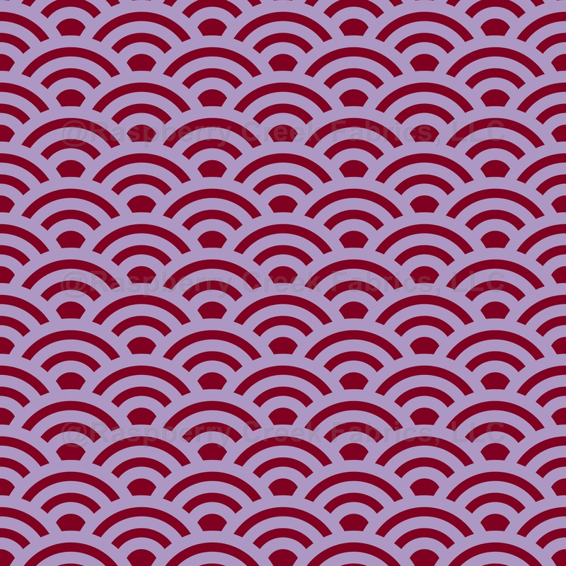 Seigaiha, Waves, Traditional Japanese Pattern, Pink and Burgundy