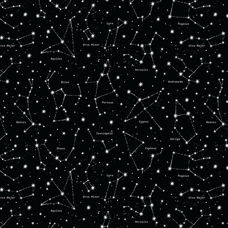 Reach For The Stars with NASA by Riley Blake Designs : Constellations Black Glow in the Dark GC18334-BLACK