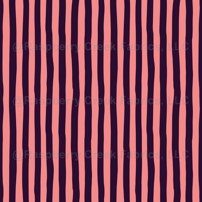Salmon Pink & Dark Purple Wonky Stripes