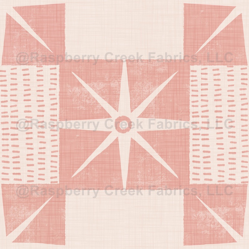 Retro Starburst Quilt Block Minimalist Mid Century Pink Wallpaper