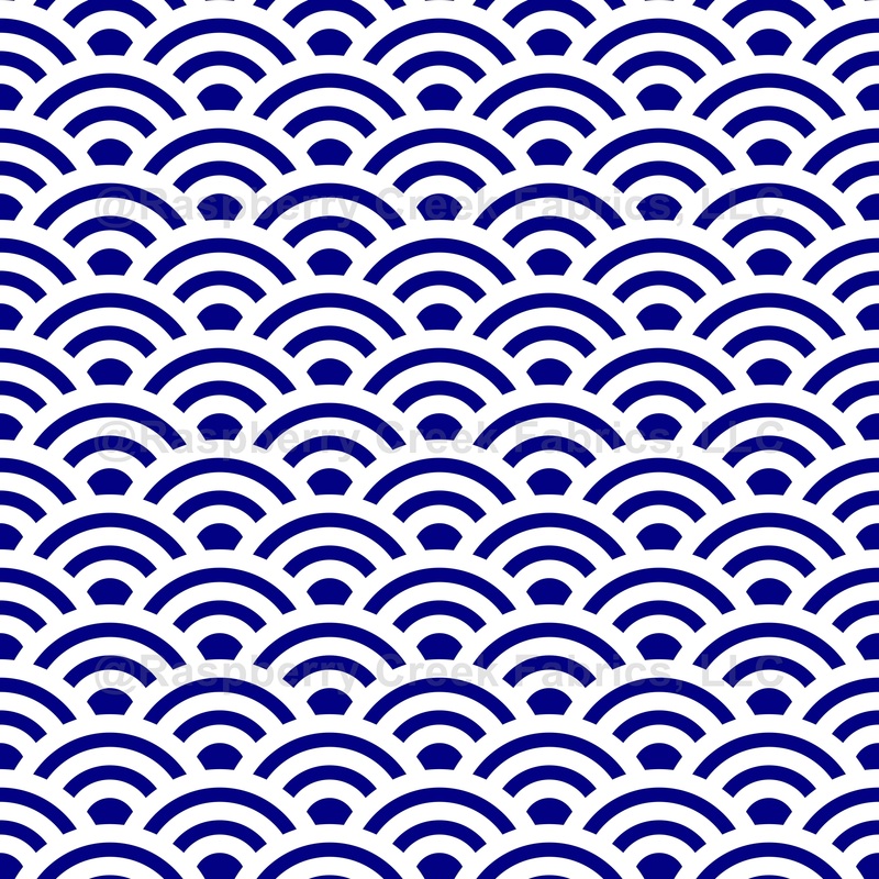 Seigaiha, Waves, Traditional Japanese Pattern, White and Royal Blue