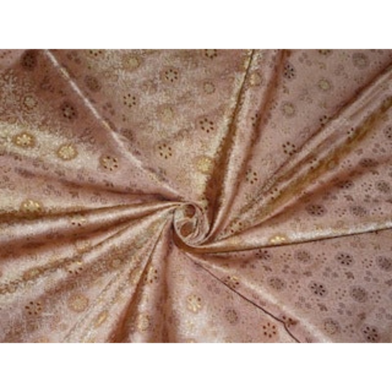 Silk Brocade fabric Brown & Gold Color 44"