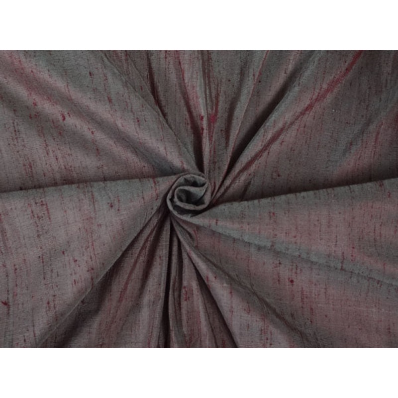 100% PURE SILK DUPIONI FABRIC BLOOD RED X IVORY SHOT colour 54" wide WITH SLUBS*
