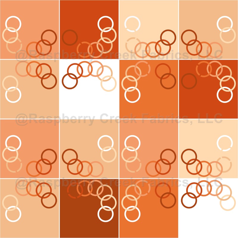 Pattern Of Circles, Pattern Of Squares, Red Orange and White