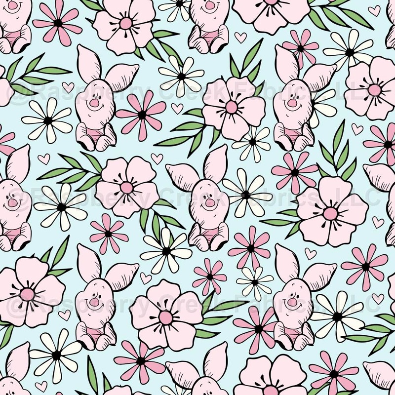 Piglet Floral on Baby Blue