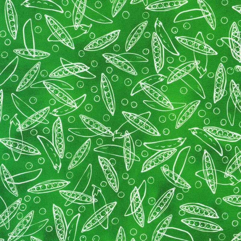 Robert Kaufman - Wishwell: Garden Goodness by Briar Hill Designs - Peapod Outline - Green - Yardage