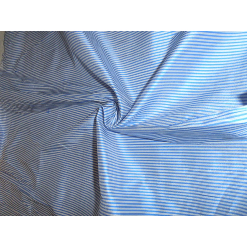 100% SILK DUPION FABRIC PIN STRIPE RICH BLUE COLOUR 54" WIDE