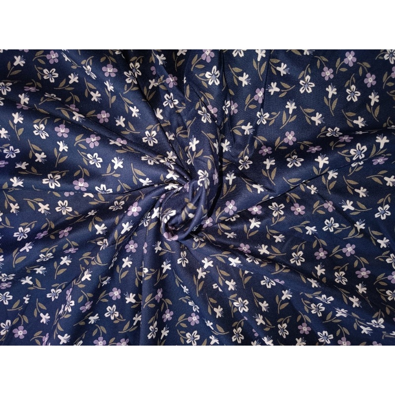 Rayon Twill Floral Printed fabric 58"wide available in 2 colors red and navy NAVY