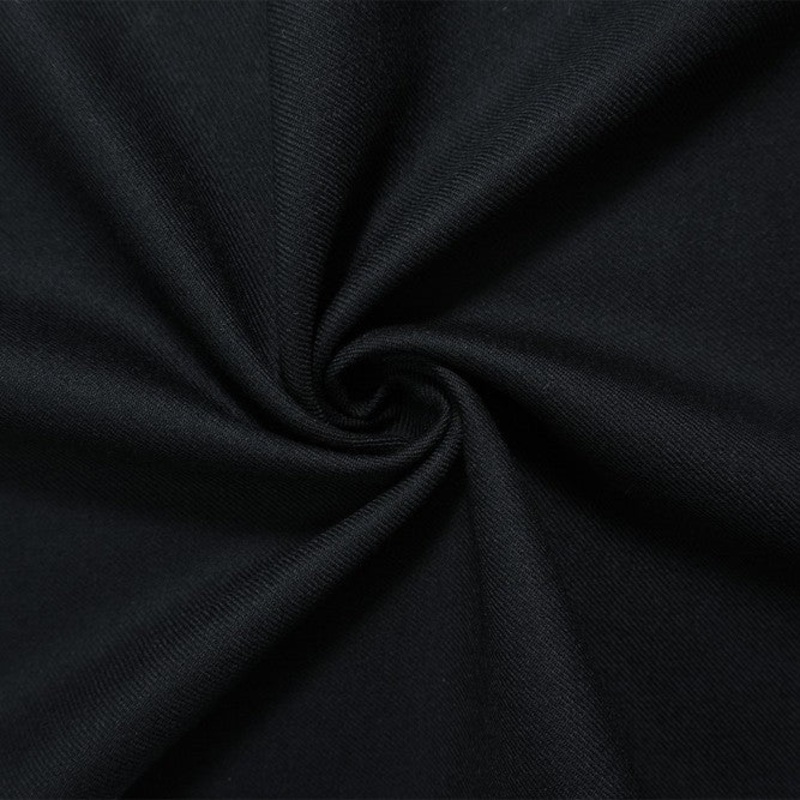 Deep Night Navy Wool Poly Solid Twill Woven Suiting Fabric