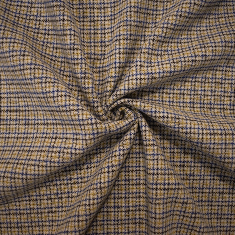 Gray-Blue-Multi Wool Blend Plaid Twill Jacketing Woven Fabric