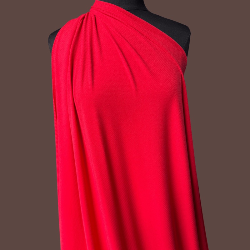 Red Rayon Spandex Rib - Deadstock