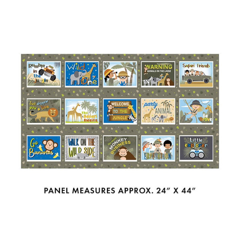 Safari Adventure - Safari Boxes Panel - Dark Olive (24"x44")