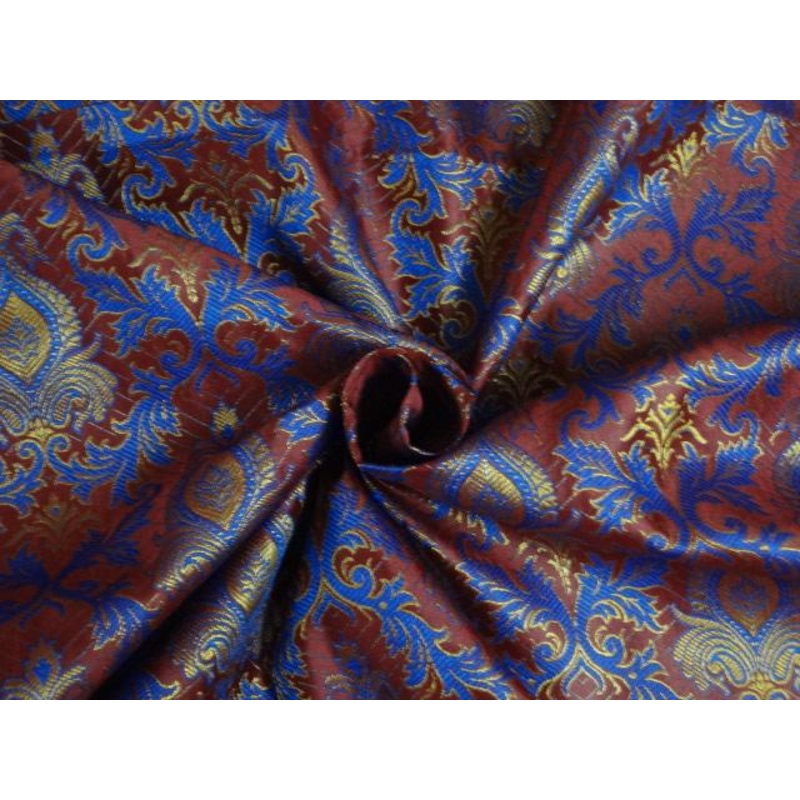 SILK BROCADE ROYAL BLUE,RED,METALLIC GOLD