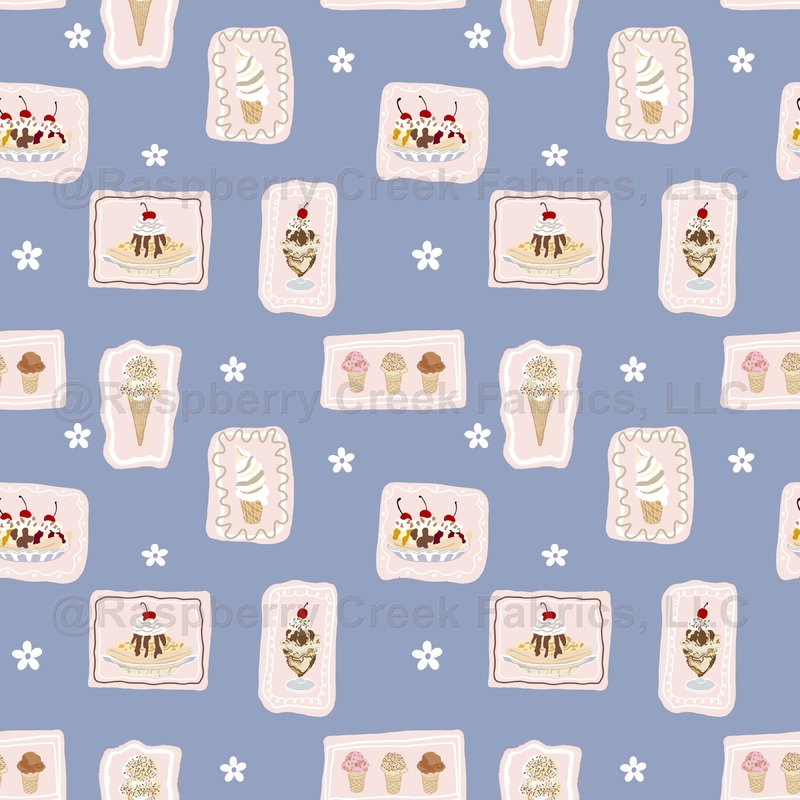 Patchwork Framed Ice Cream Stamps Blue