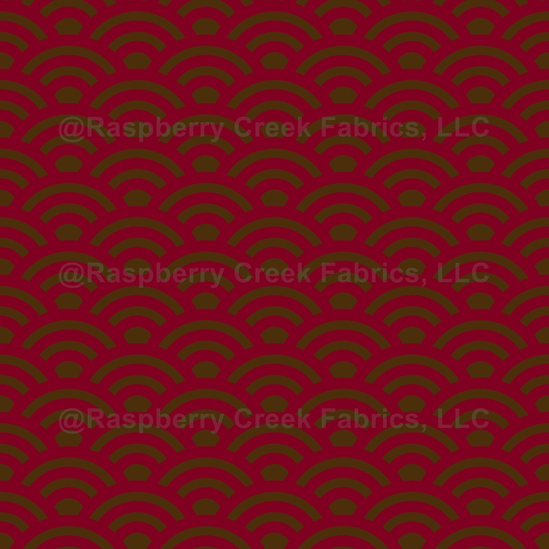 Seigaiha, Waves, Traditional Japanese Pattern, Burgundy and Brown