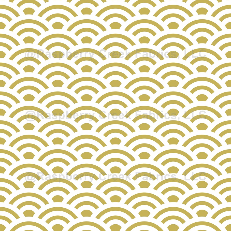 Seigaiha, Waves, Traditional Japanese Pattern, White and Yellow Gold