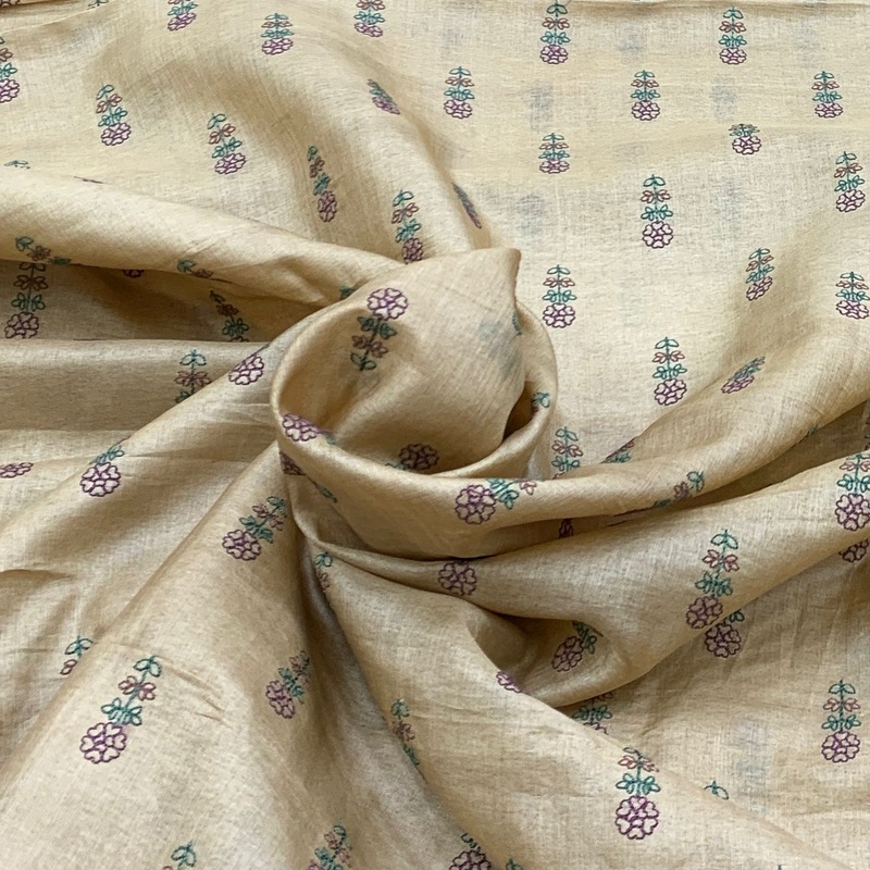 Tussar Silk Embroidery Fabric