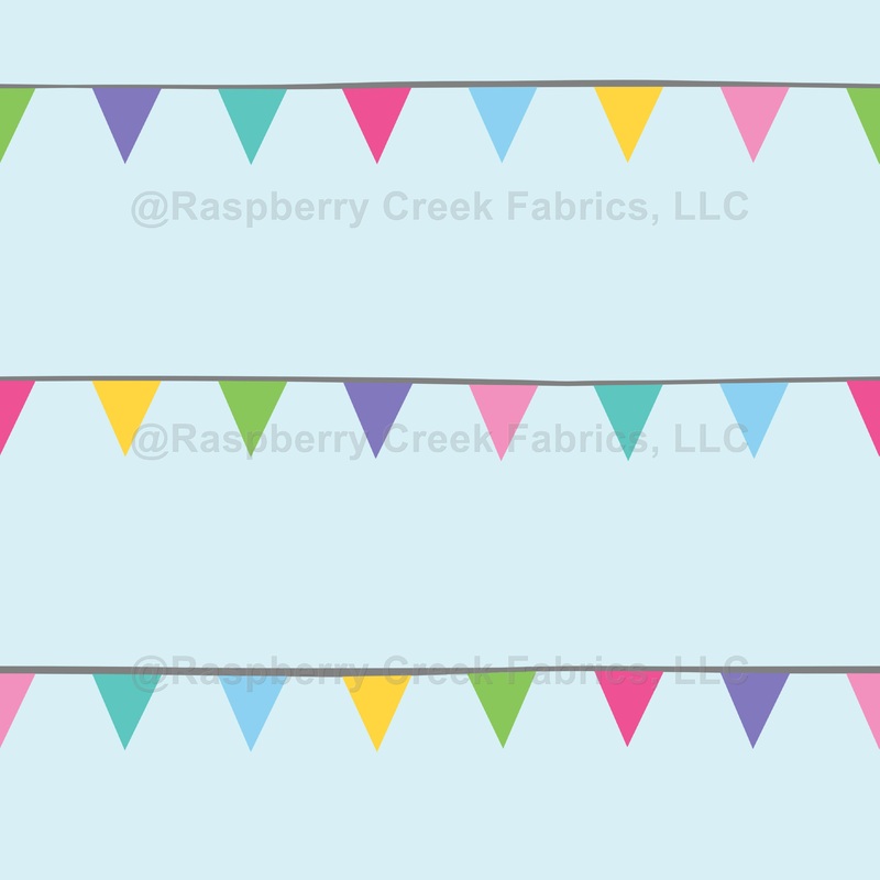 Rainbow Bunting Blue Fairground Celebration Print