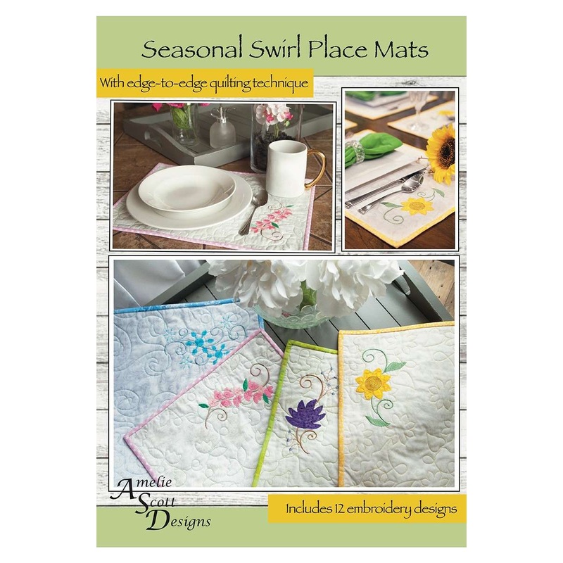 Seasonal Swirl Placemats Machine Embroidery Pattern by Christine