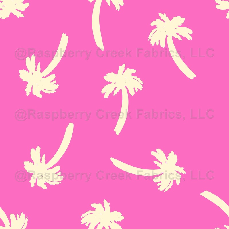 Shoreline Palm Trees in Pink and Light Yellow