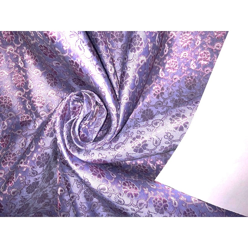 Silk Brocade fabric floral Jacquard 44" wide BRO929 available in 3 colors powder blue lavender with subtle pink shimmer/ pastel pink with subtle pink shimmer and grey with subtle pink shimmer/ and powder blue lavender with subtle pink shimmer