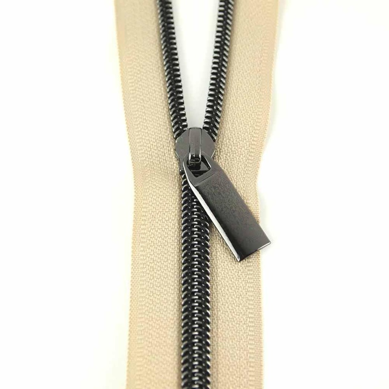 Zippers By The Yard Beige Tape Gunmetal Teeth #5