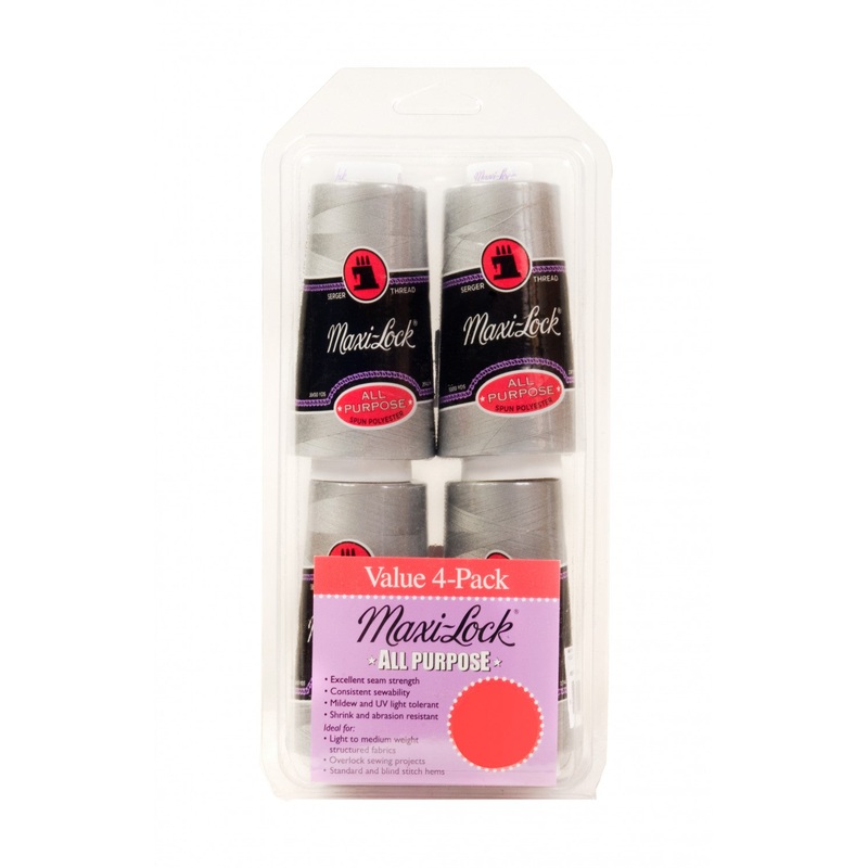 Maxi-Lock All Purpose Serger Thread Set 4pk Lt Grey