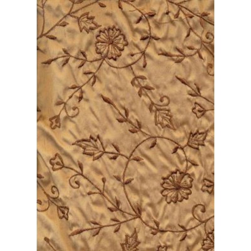 Rich chocolate brown silk dupioni embroidery 48" wide