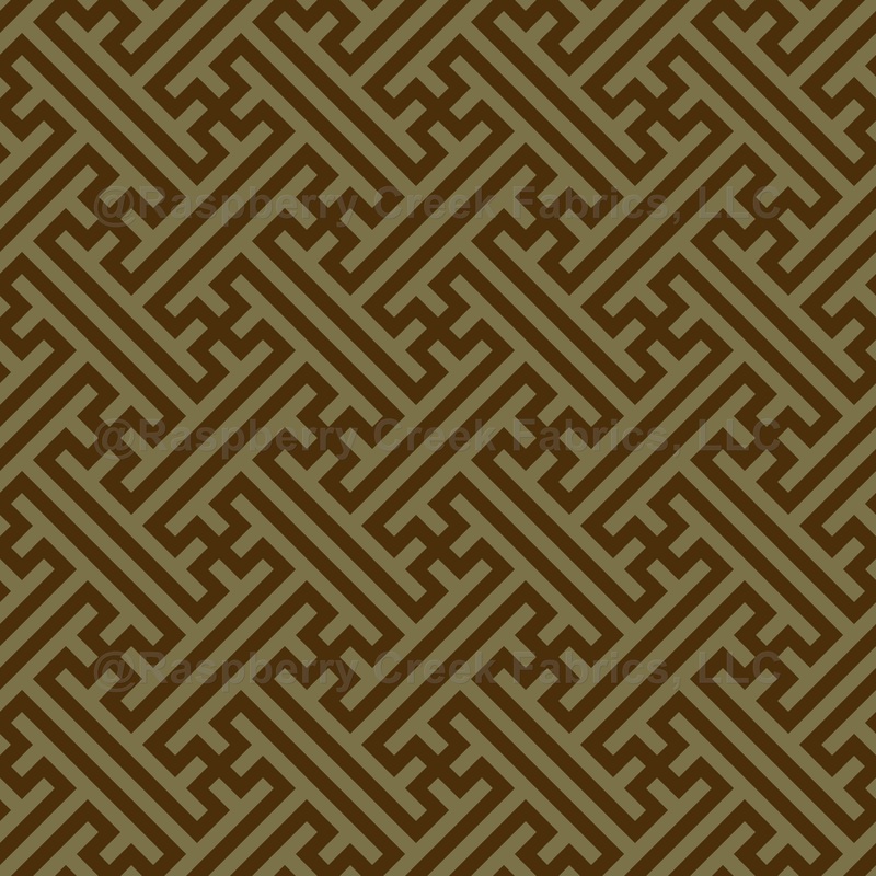 Sayagata pattern, Japanese Clothing, Gold and Brown