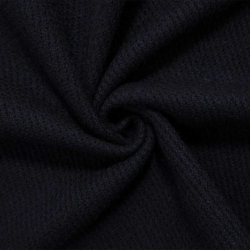 Black-Blue Wool Poly Slub Dobby Woven Coating Fabric