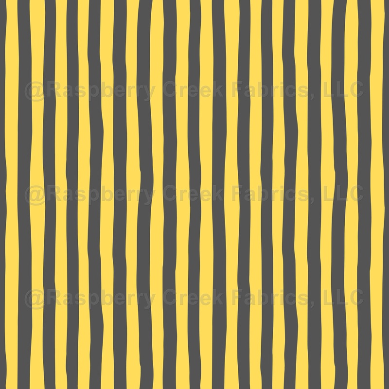 Yellow & Dark Gray Wonky Stripes