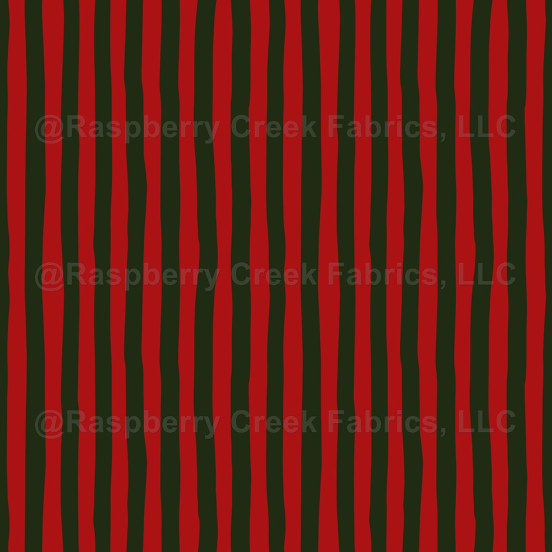 Red & Dark Green Wonky Stripes