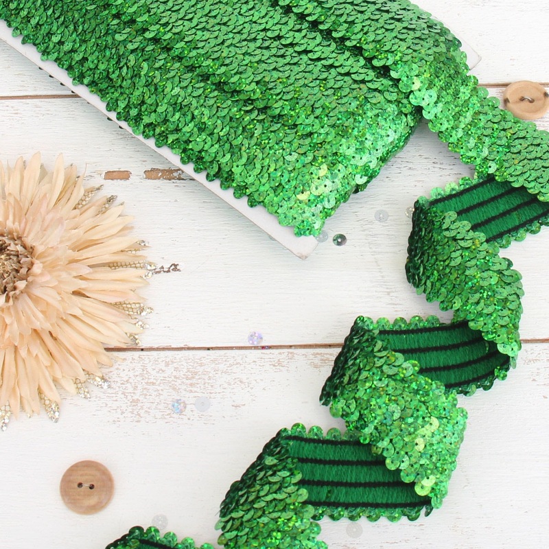 Stretch Sequin Roll - 1 1/2in - Green