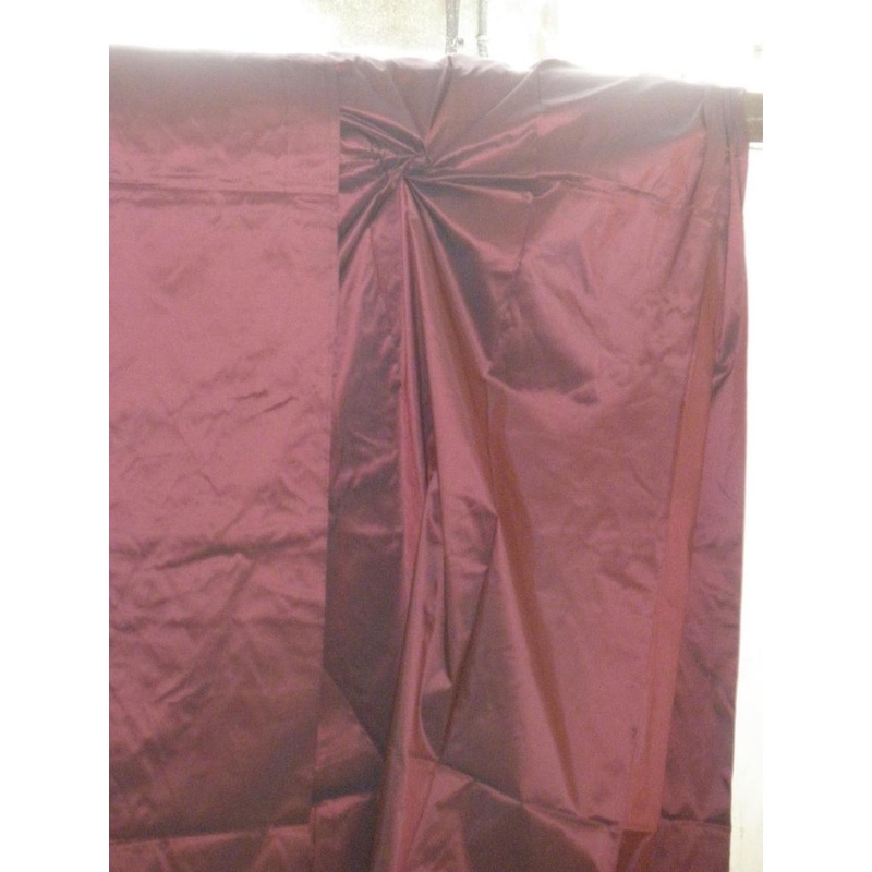 100% Pure SILK TAFFETA FABRIC Navy x Burgundy color 54" wide