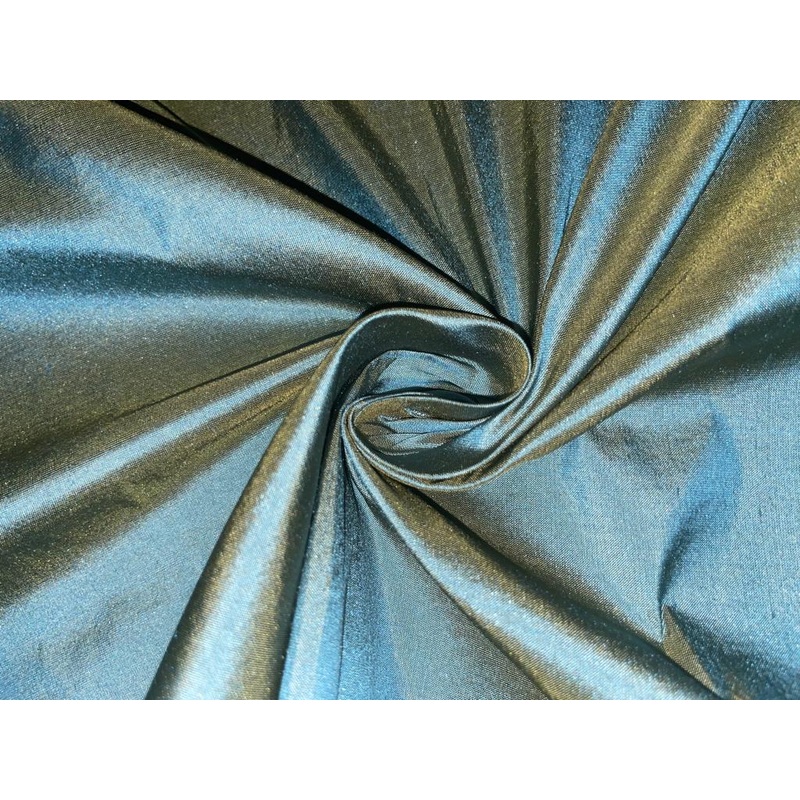 100% Silk Dupioni Fabric BLUE X GREEN color 54" wide DUP394 Blue x gold