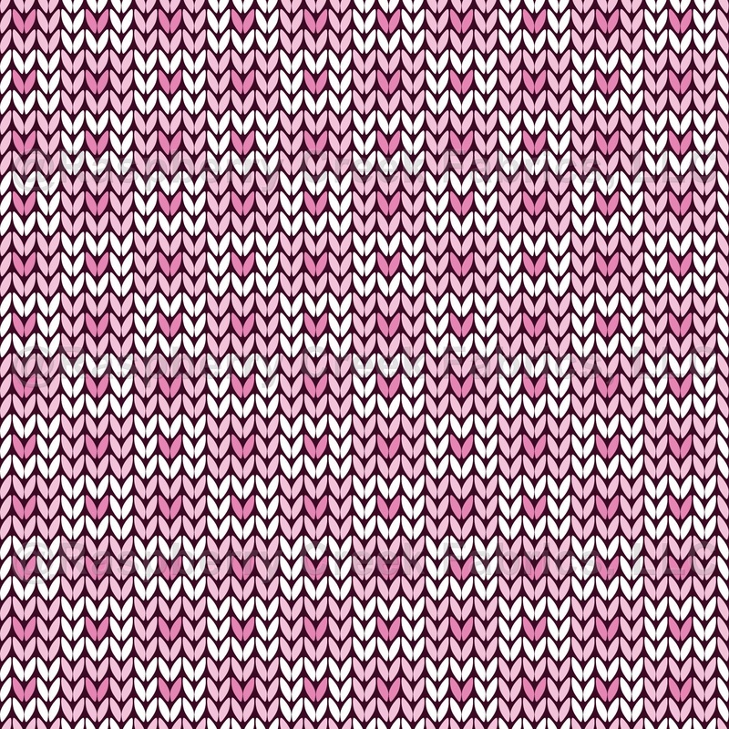 Faux Knitted Wool Comforting Country Warm Nordic Hygge Style Hearts Pink Checks White Pink