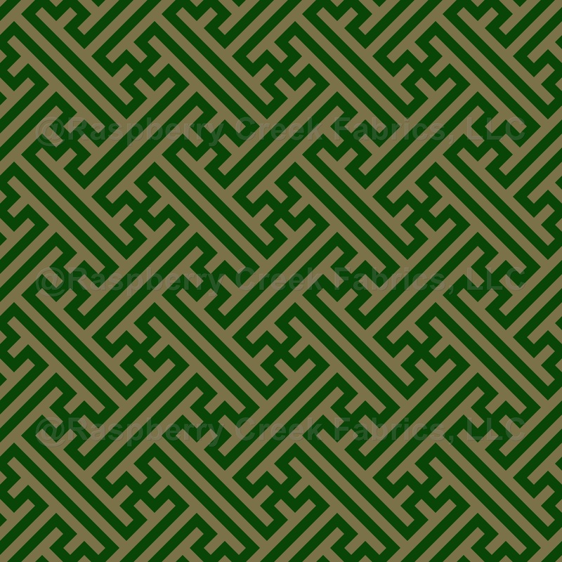 Sayagata pattern, Japanese Clothing, Gold and Green