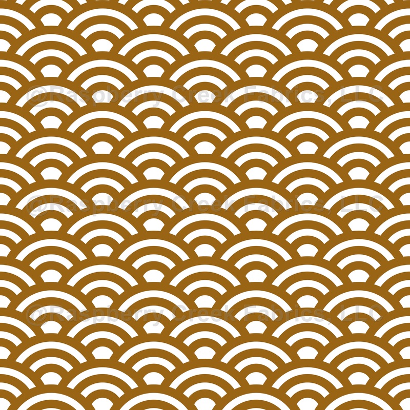 Seigaiha, Waves, Traditional Japanese Pattern, Orange Gold and White