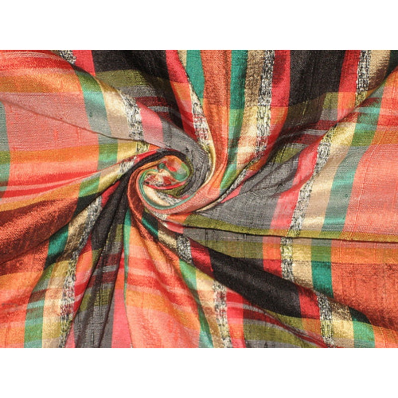 Silk Dupioni Multi Colour Plaids Fabric 44" width