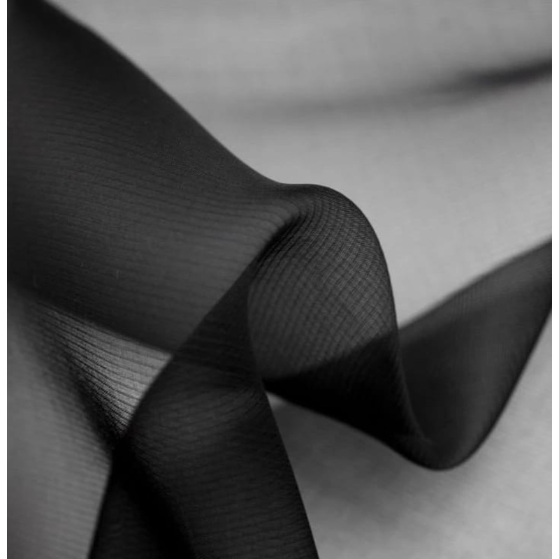Silk organza fabric BLACK color available in 44" and 54"